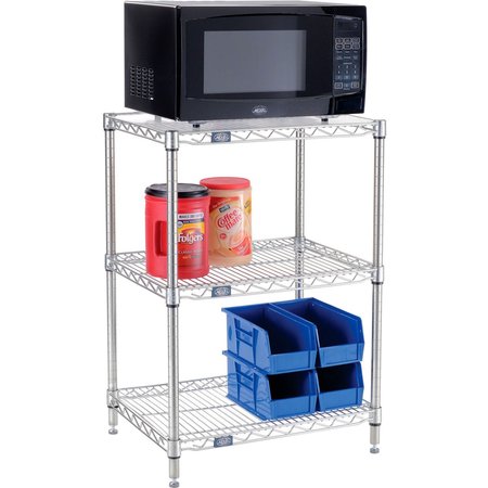 NEXEL Poly-Z-Brite, 3 Tier, Single Station Microwave Shelving, 24W x 18D x 34H 806449S